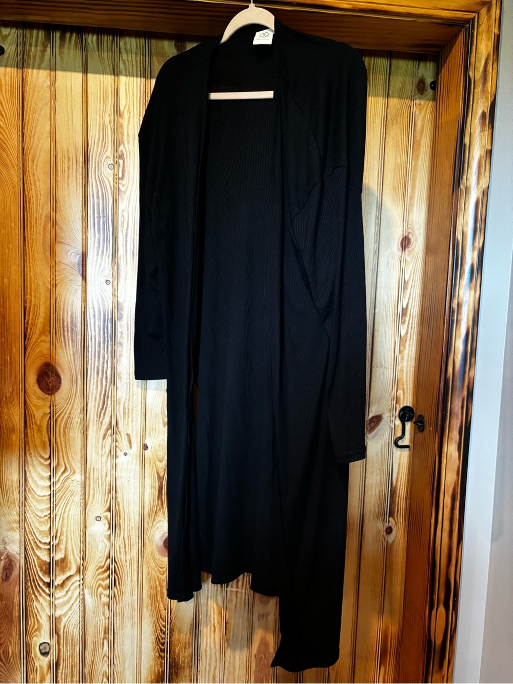Black Women's Open-Front Long Cardigan